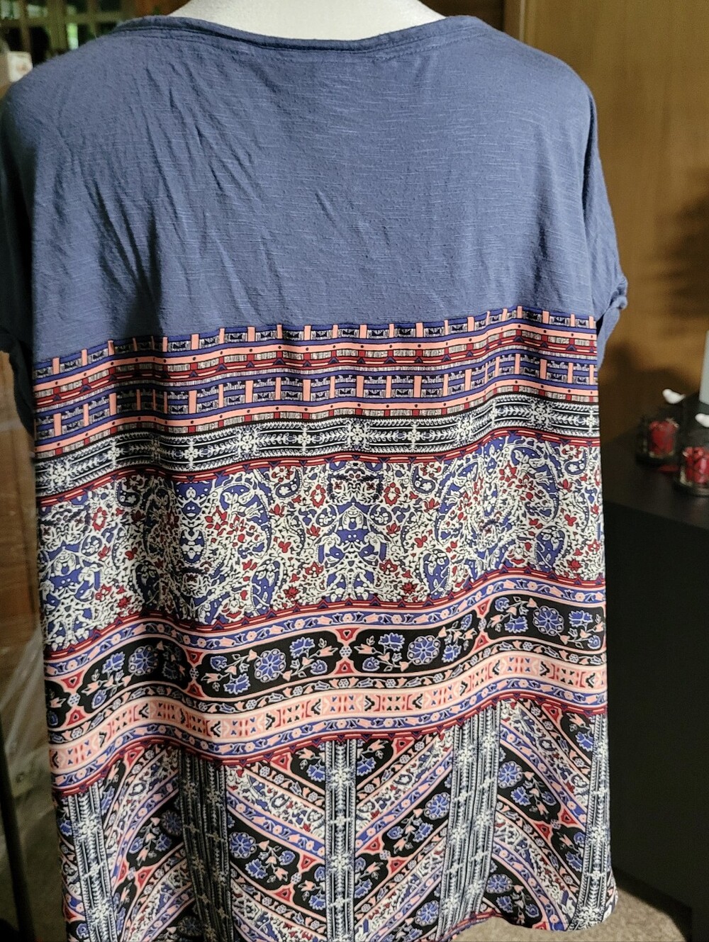 Knox Rose Dusty Blue Multicolor Printed Tunic with Pocket - Picture 3 of 4